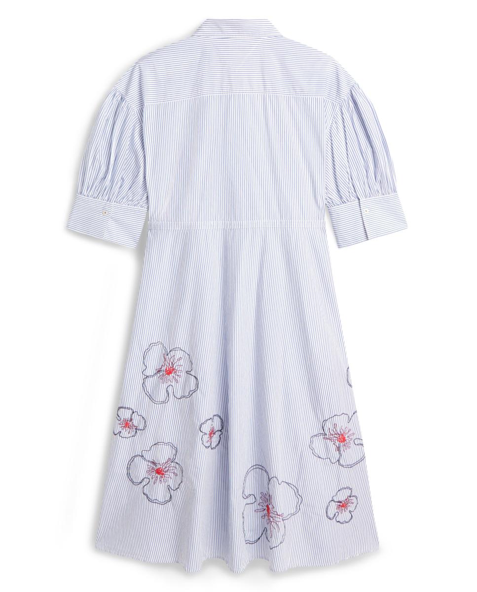 Vestido Camiseiro com Estampado Floral e Mangas em Balão Azul-claro-6