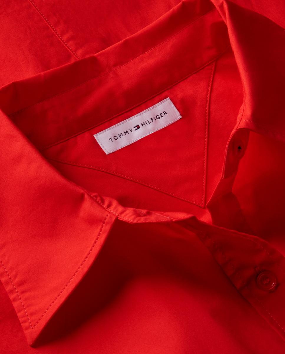 Vestido Camiseiro Midi com Manga Curta Vermelho-7