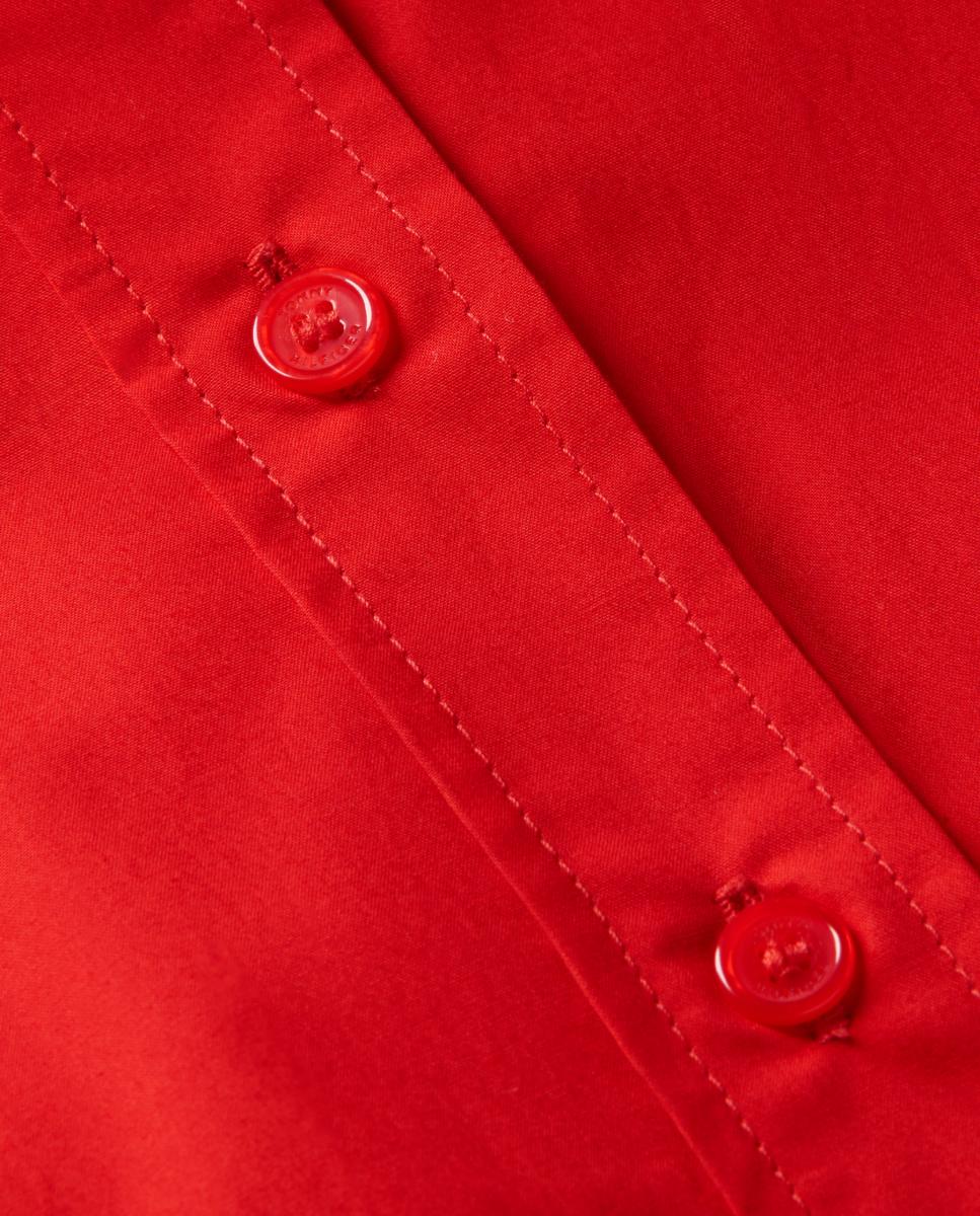 Vestido Camiseiro Midi com Manga Curta Vermelho-8