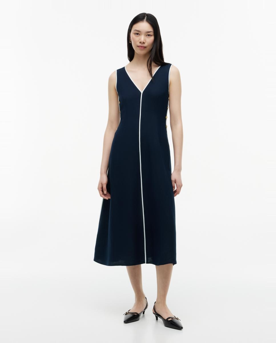 Imagem 0 de Vestido Midi de Alças e Botões Dourados