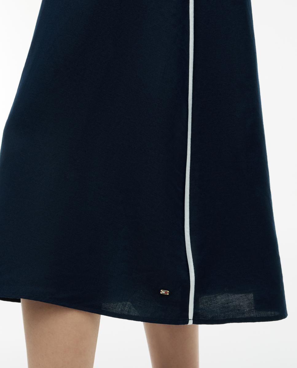 Vestido Midi de Alças e Botões Dourados Azul-marinho-2