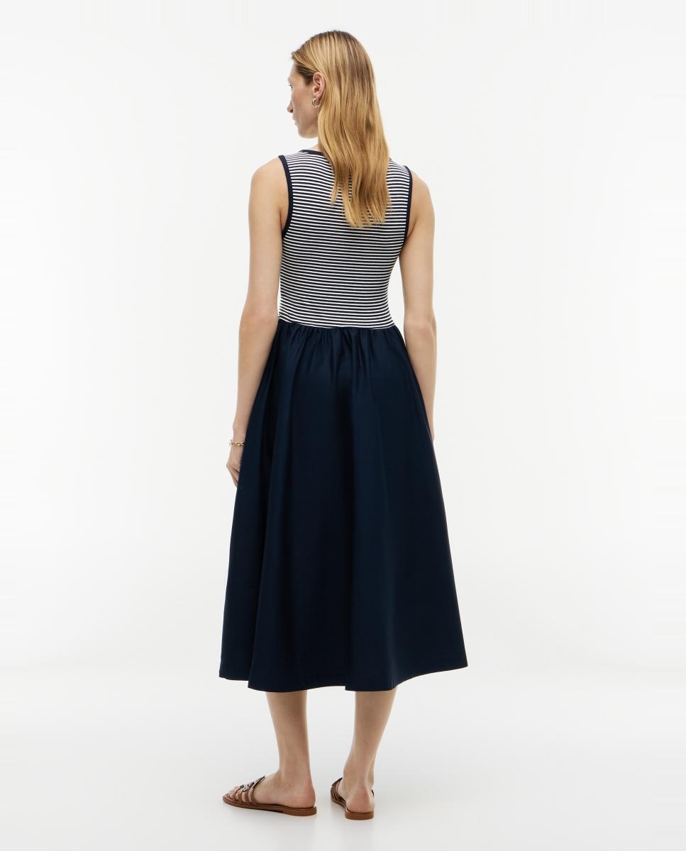 Vestido Midi de Alças e Botões Dourados Azul-marinho-4