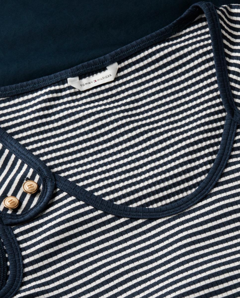 Vestido Midi de Alças e Botões Dourados Azul-marinho-8