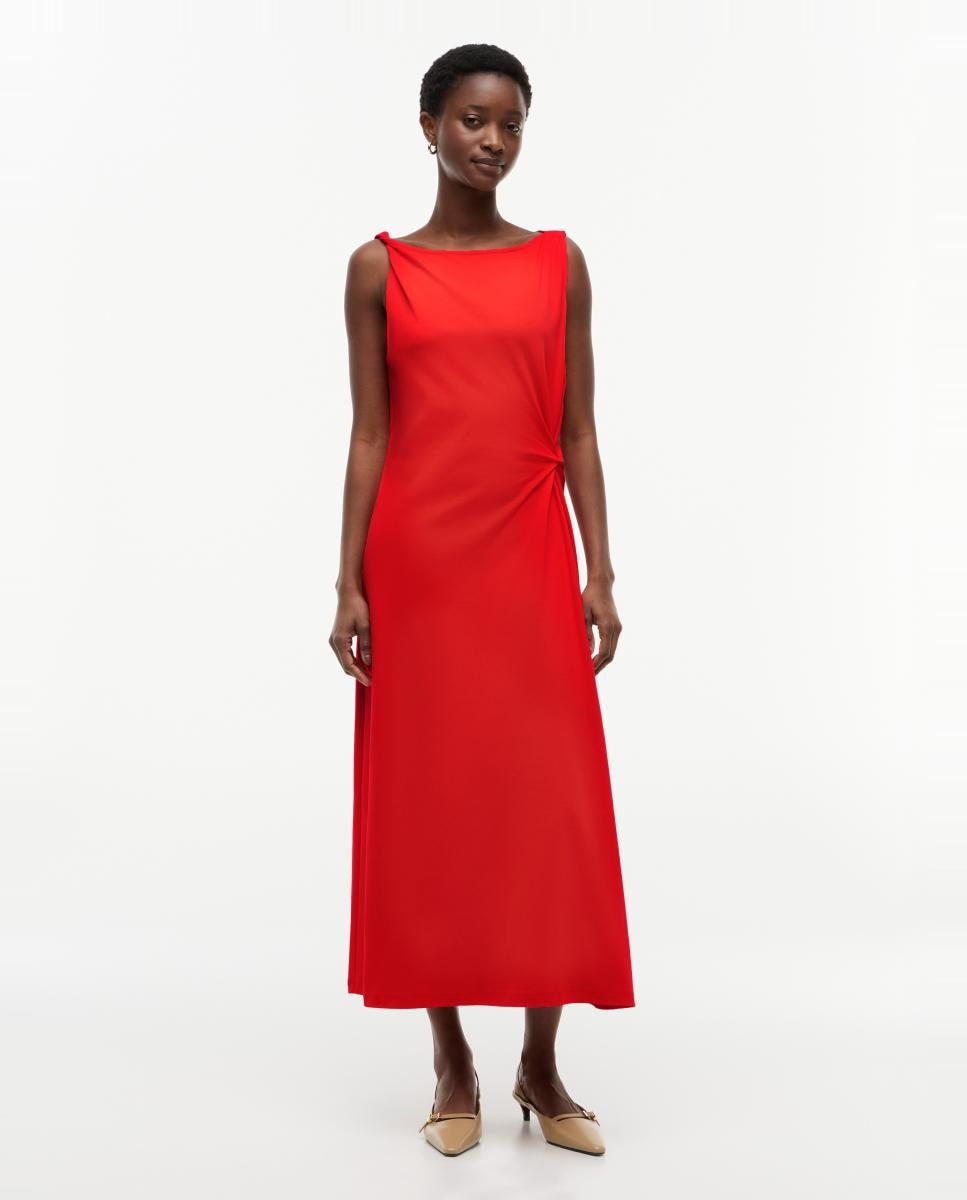 Imagem 0 de Vestido Midi sem Mangas com Detalhes Drapeados