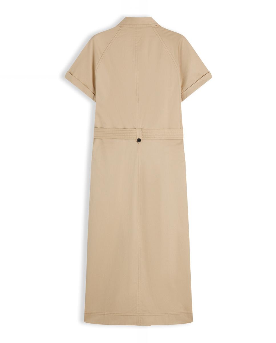 Vestido Midi em Tecido Chino Bege-6