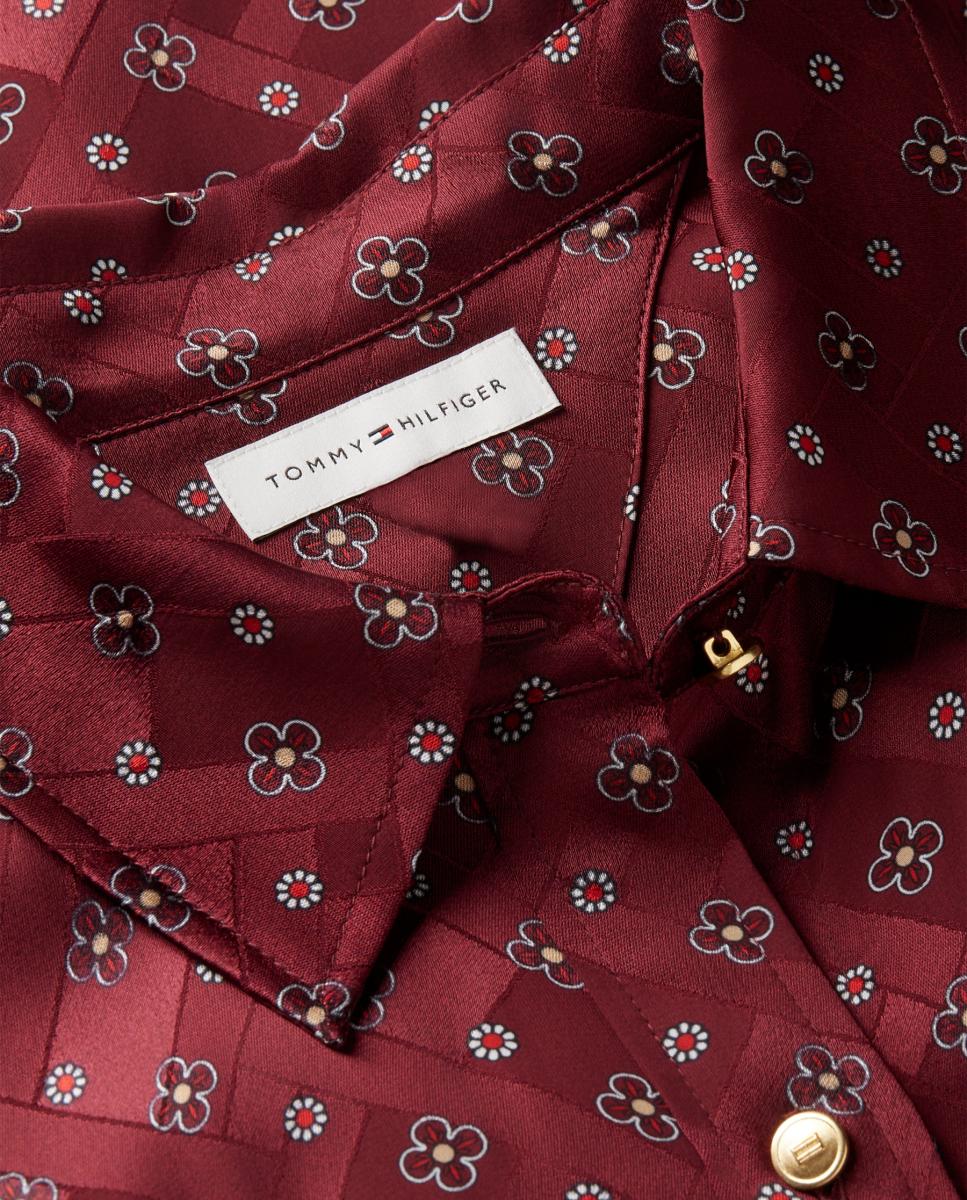 Imagen 3 de Vestido de mujer de tejido jacquard - Tommy Hilfiger - Burdeos Burdeos