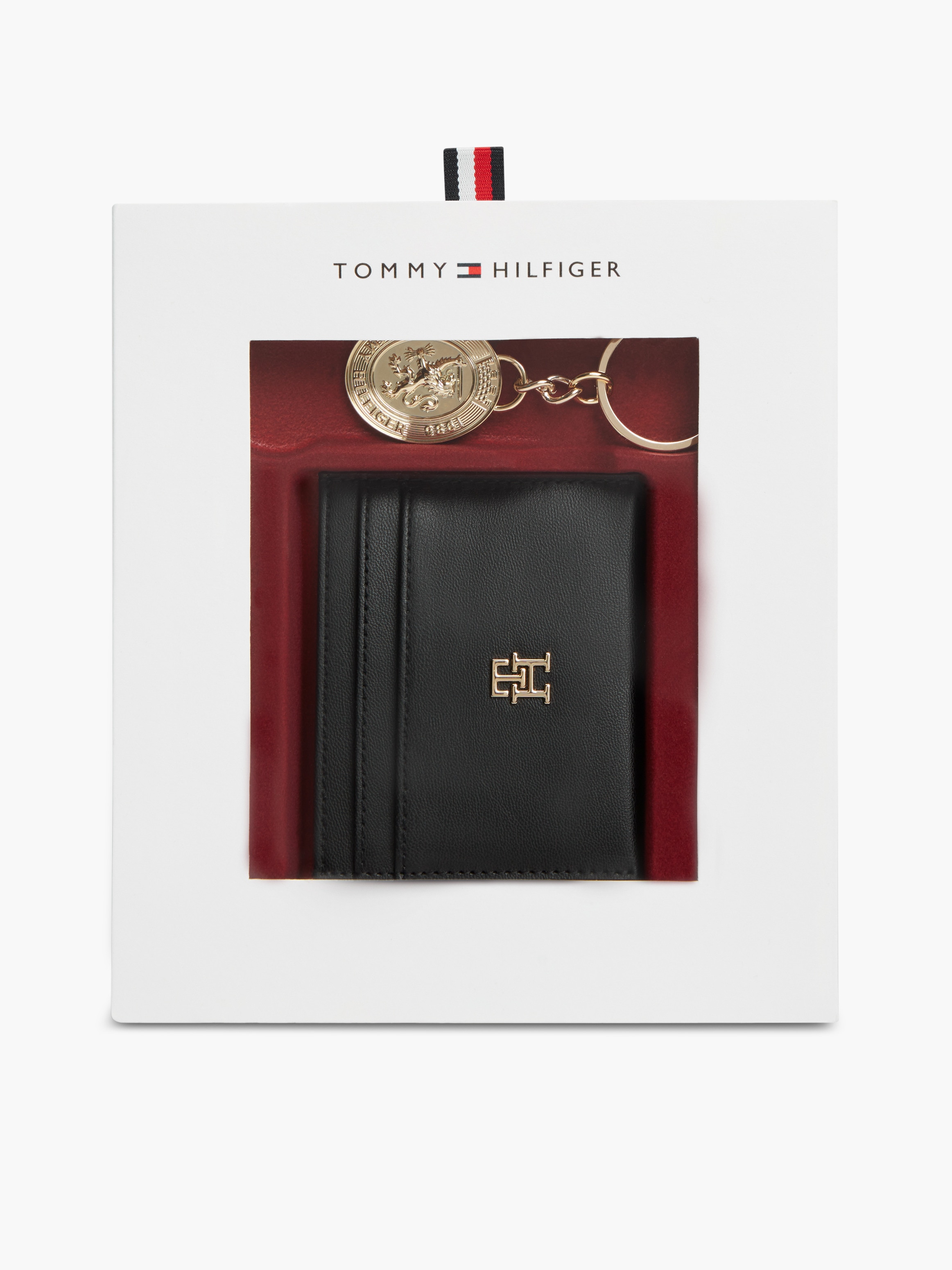 Imagen 1 de Set de regalo para mujer que incluye tarjetero y llavero, confeccionado en ecopiel Negro