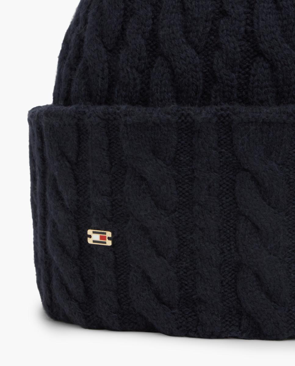 Gorro de Lã Entrançada com Bandeira Azul-marinho-3