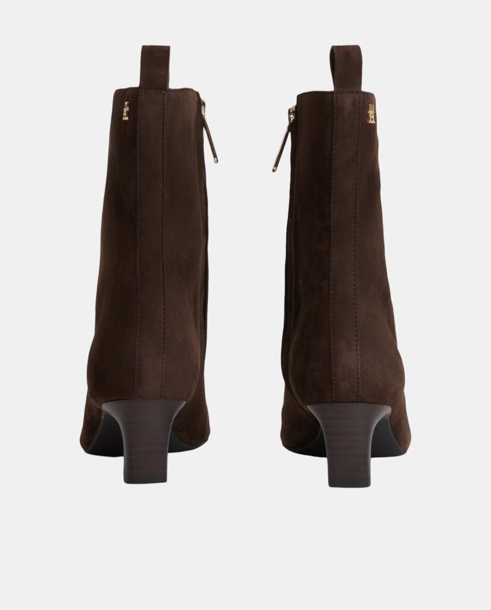 Botins com Biqueira em Pele e Logótipo TH Metalizado Castanho-escuro-4