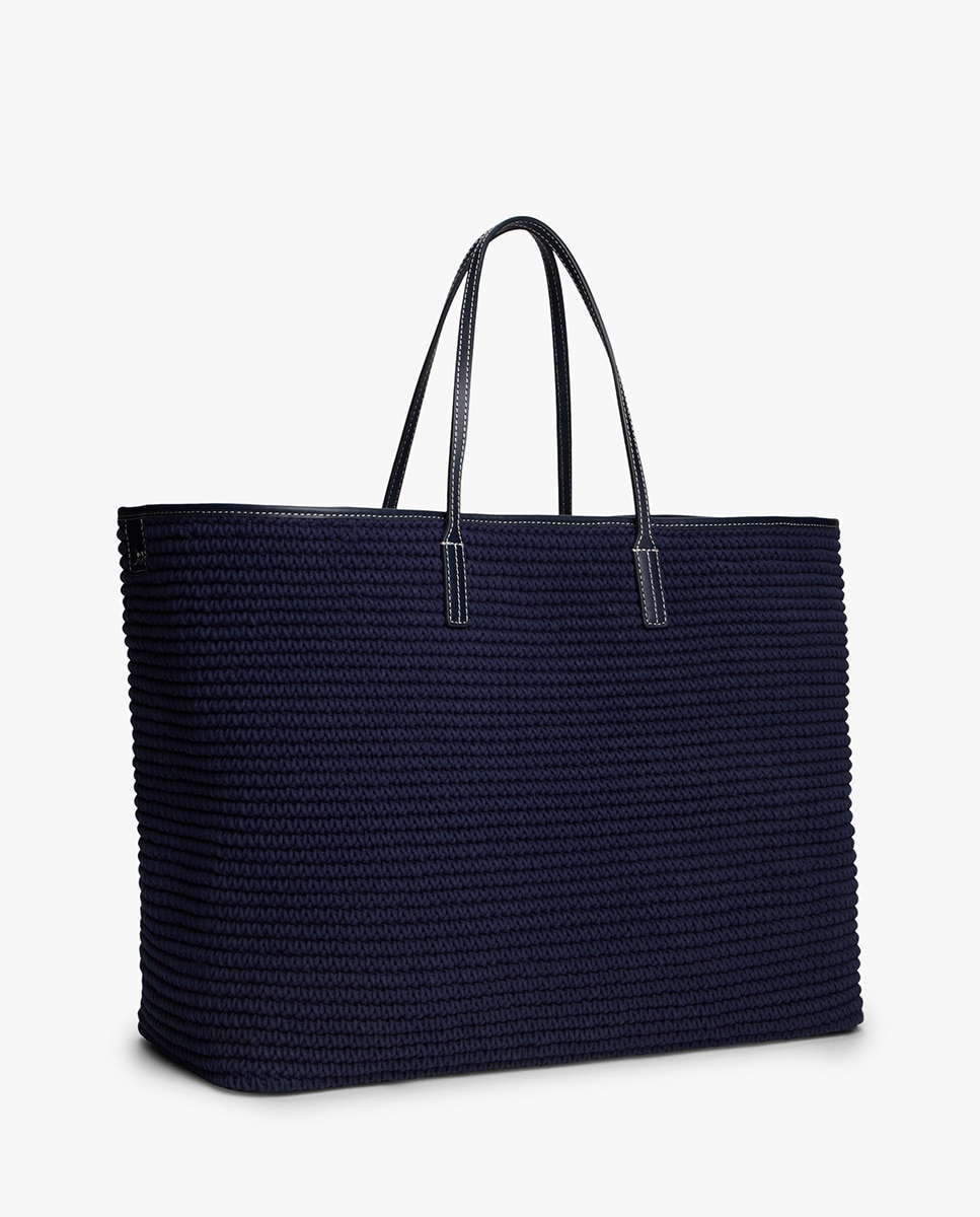 TH SS25 RUNWAY Mala Tipo Tote de Crochet Azul-marinho-2