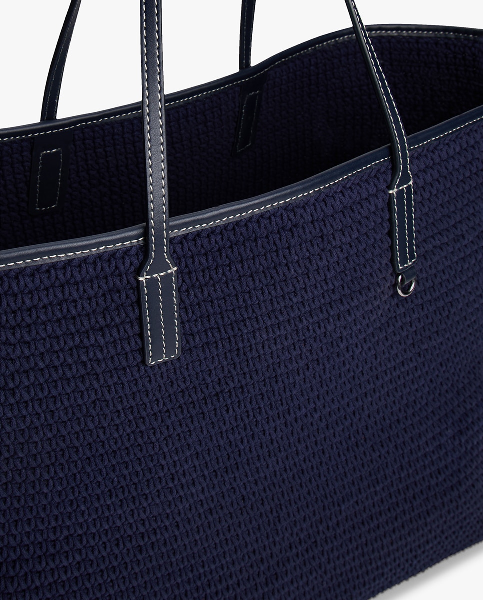 TH SS25 RUNWAY Mala Tipo Tote de Crochet Azul-marinho-4