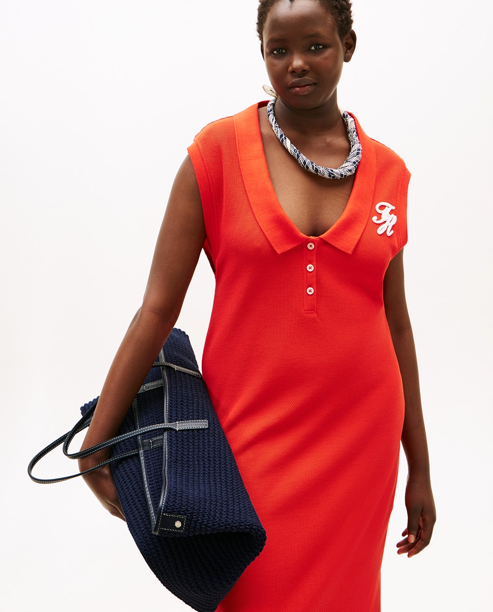 TH SS25 RUNWAY Mala Tipo Tote de Crochet Azul-marinho-5