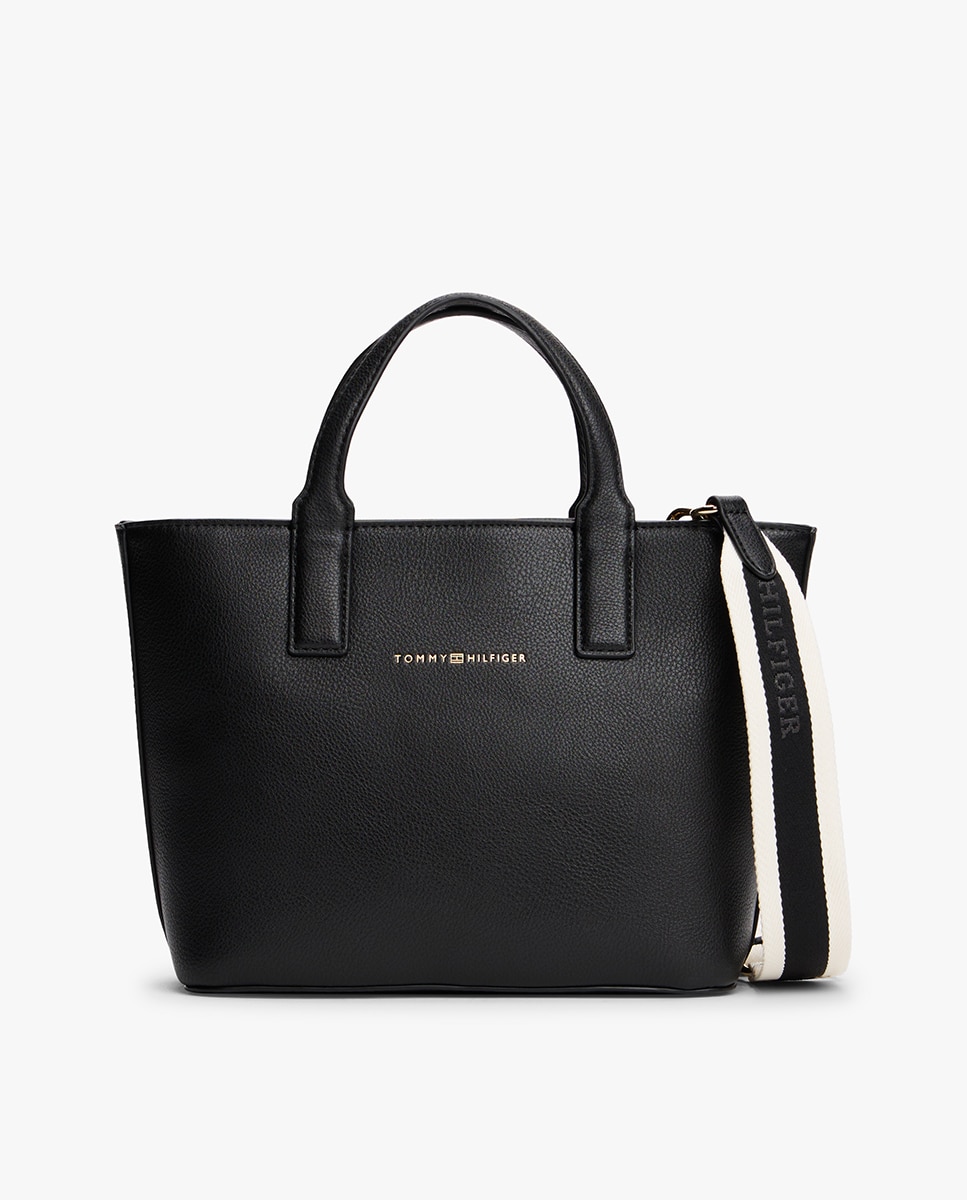 Mala Tipo Tote Mini com Assinatura Azul-marinho-1