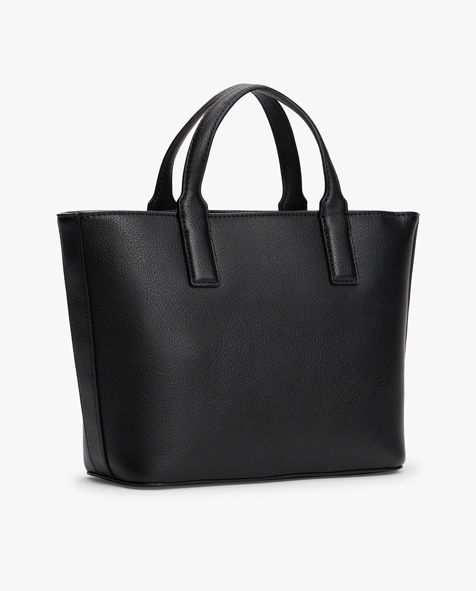 Mala Tipo Tote Mini com Assinatura Azul-marinho-2