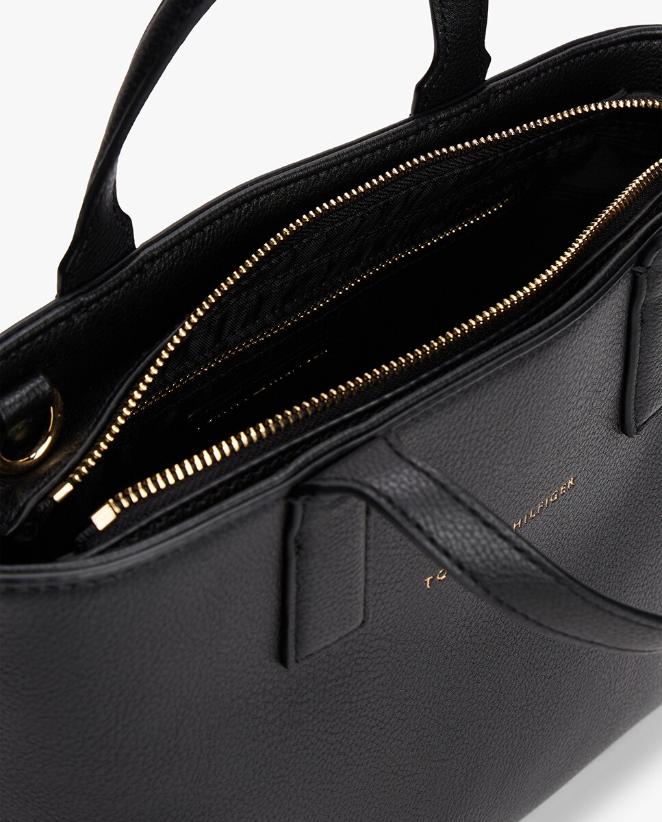 Mala Tipo Tote Mini com Assinatura Azul-marinho-4