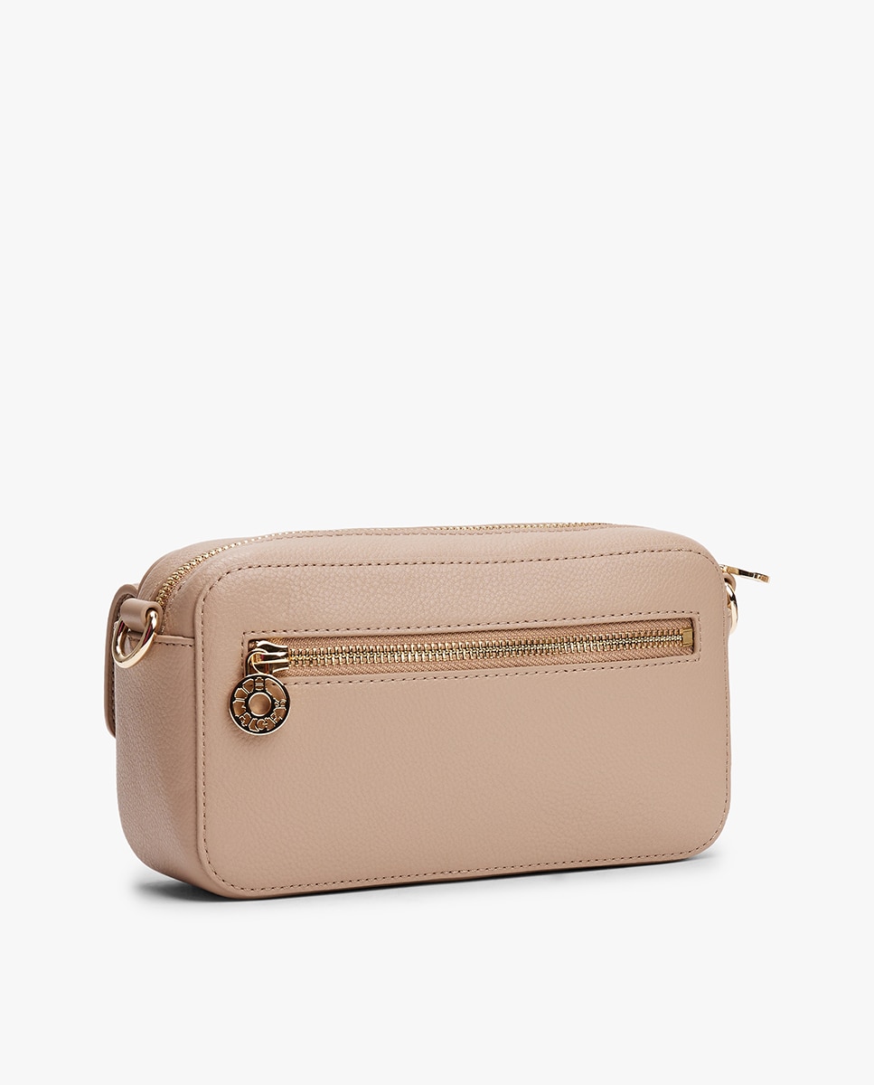 Mala a Tiracolo com Bolso Exterior e Logótipo Bege-2