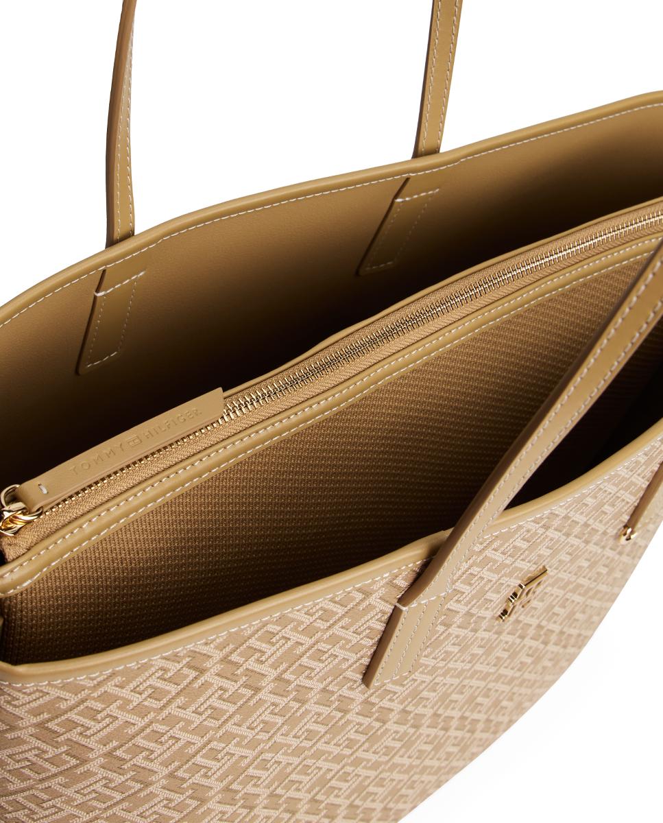 Mala Tipo Tote com Estampado TH Bege-2