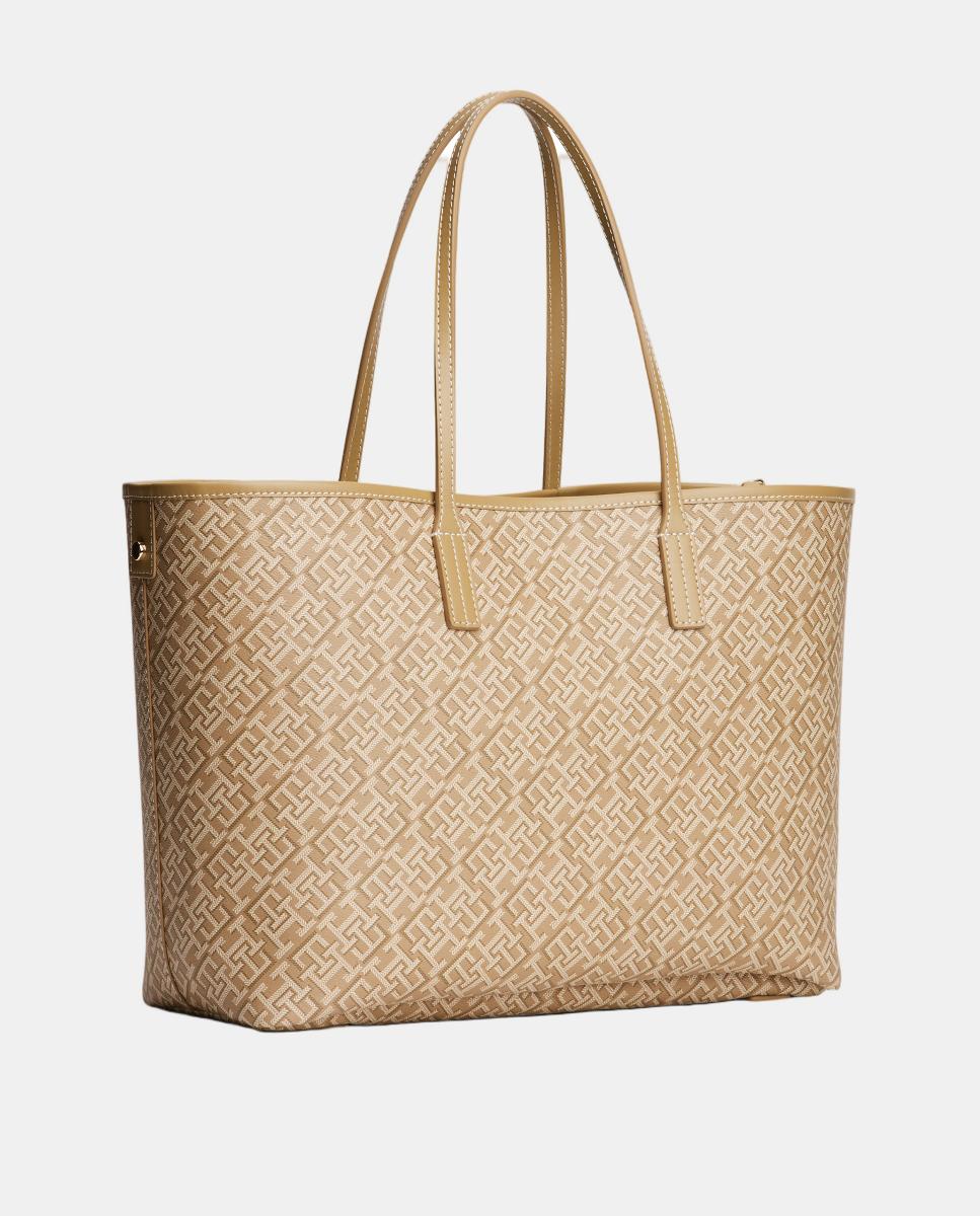 Mala Tipo Tote com Estampado TH Bege-3