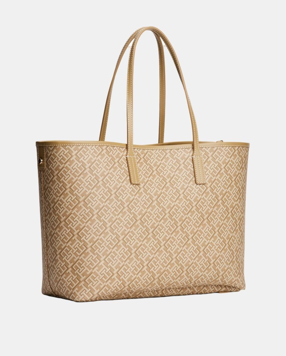 Mala Tipo Tote com Estampado TH Bege-3