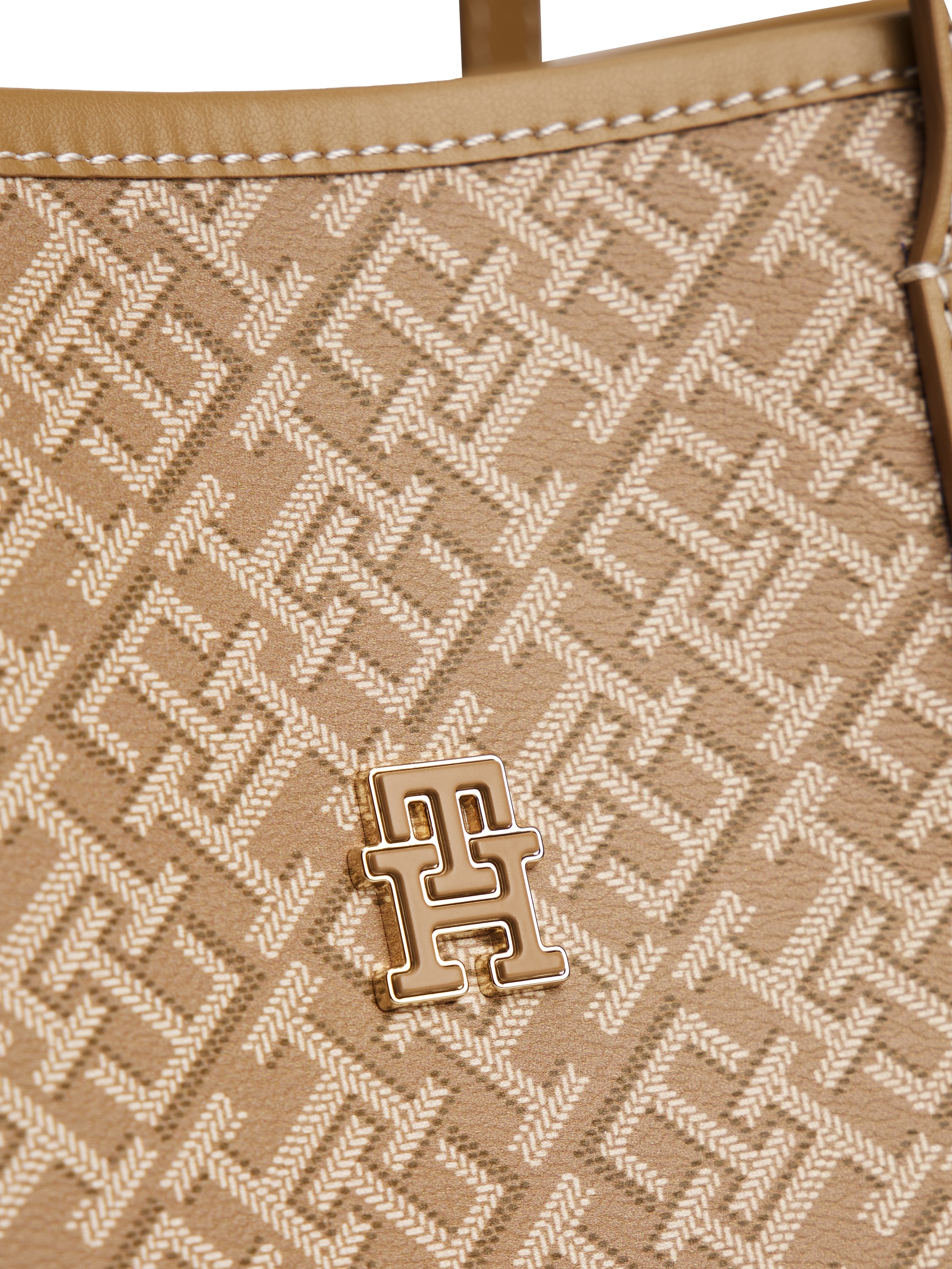 Mala Tipo Tote com Estampado TH Bege-4