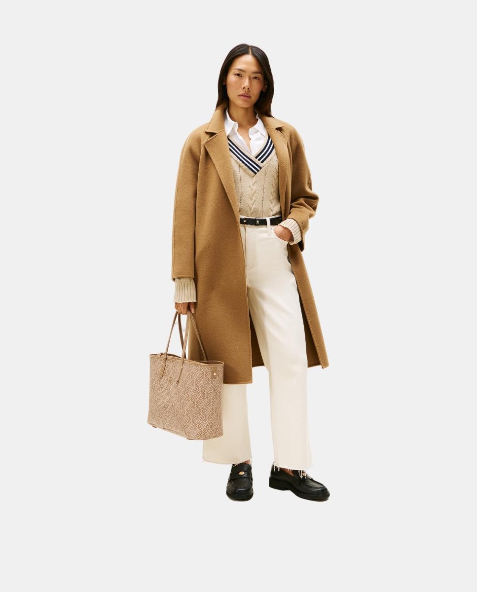 Mala Tipo Tote com Estampado TH Bege-5