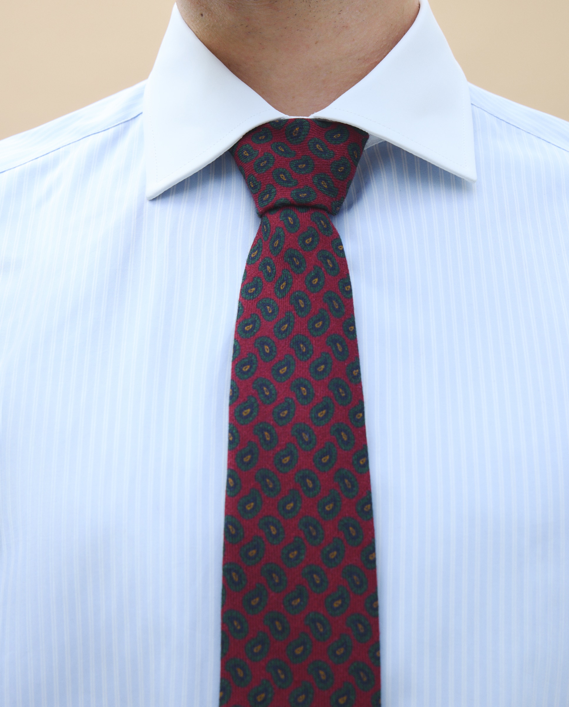 Camisa com Risca e Gola - Azul/Branco Azul-4