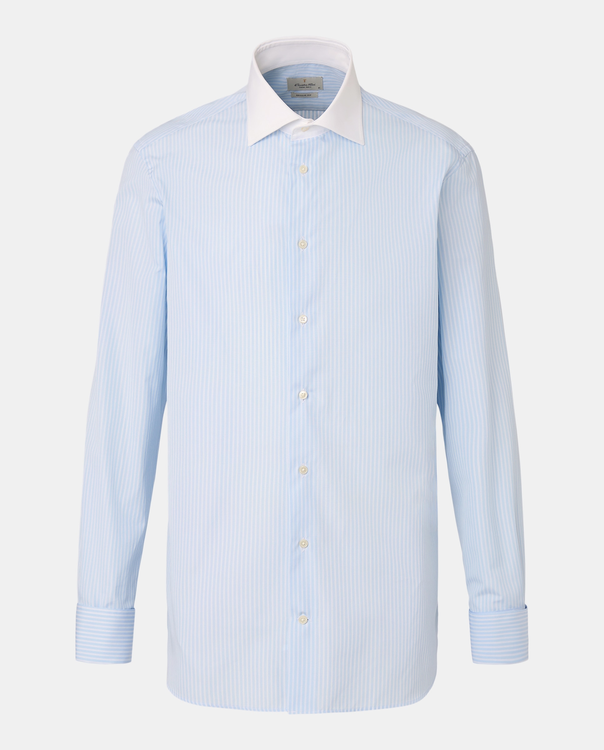 Camisa com Risca e Gola - Azul/Branco Azul-5