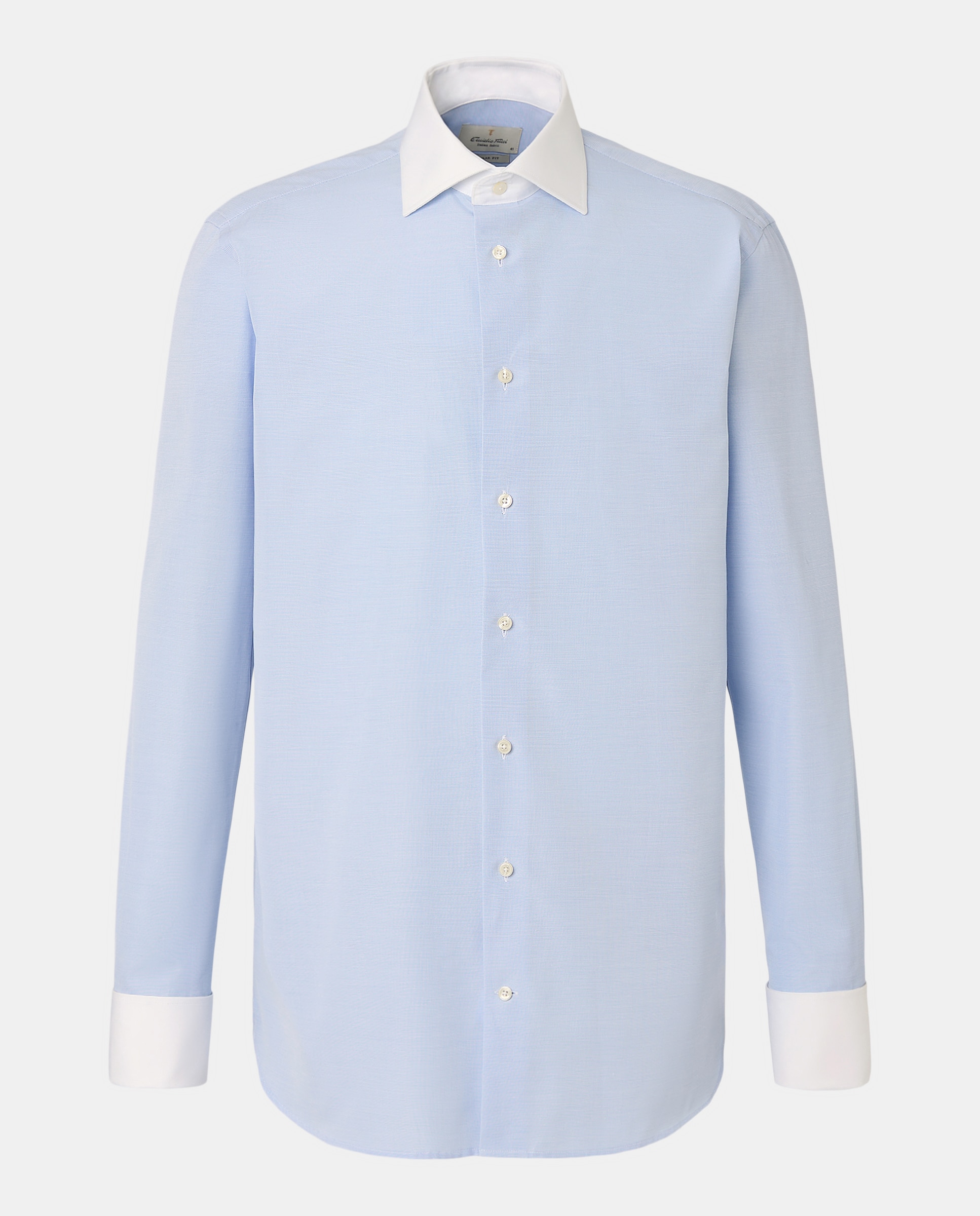 Camisa de Gola Italiana Azul-claro-5