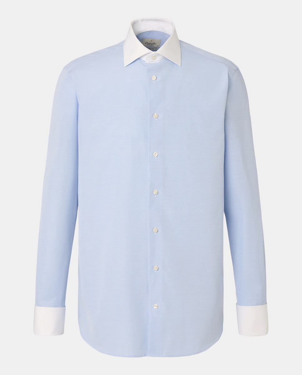 Camisa de Gola Italiana Azul-claro-5