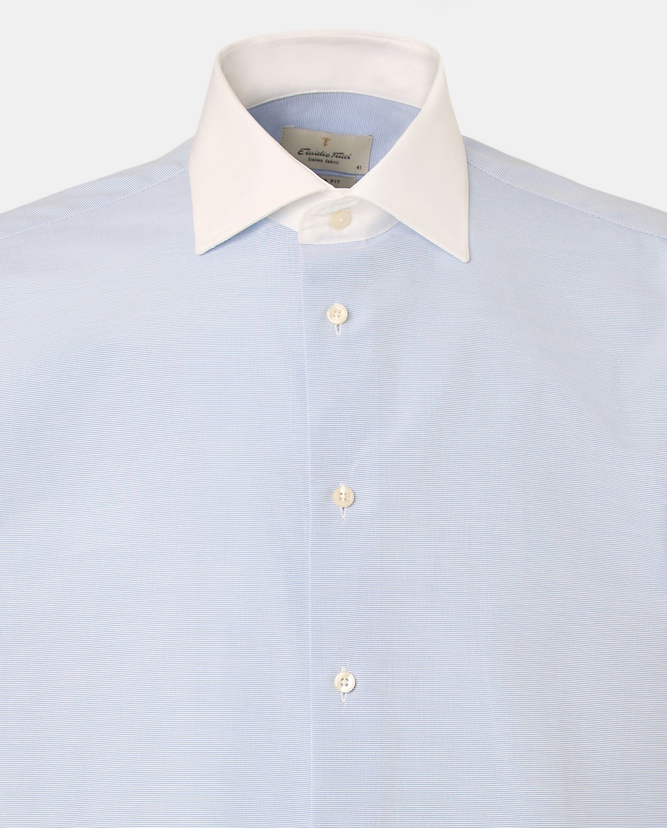 Camisa de Gola Italiana Azul-claro-6