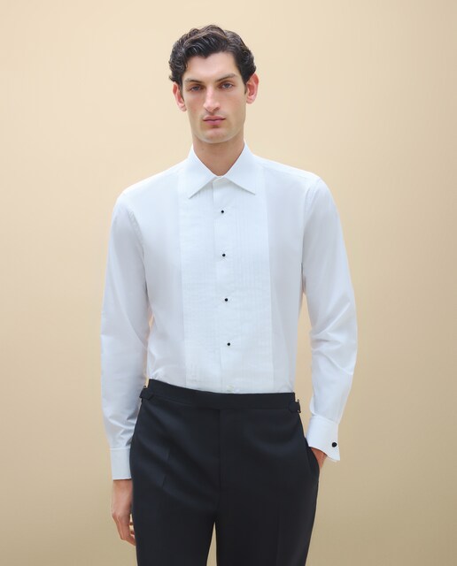 Camisa puño doble jaretas hombre