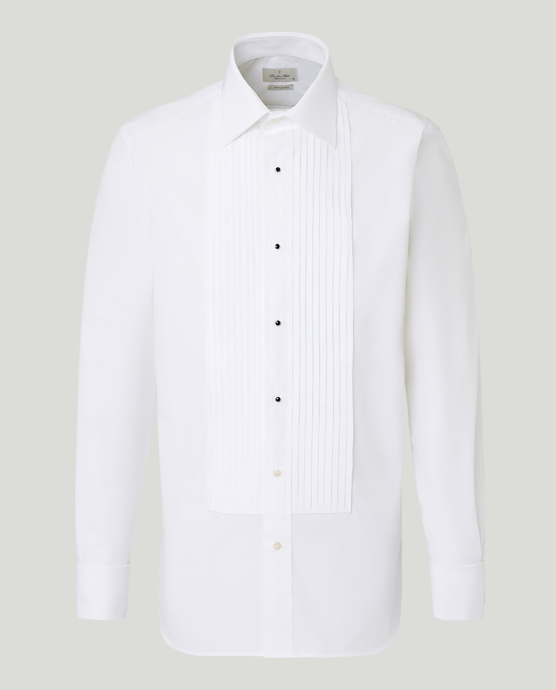 Camisa de Punho Duplo com Pregas Branco-5