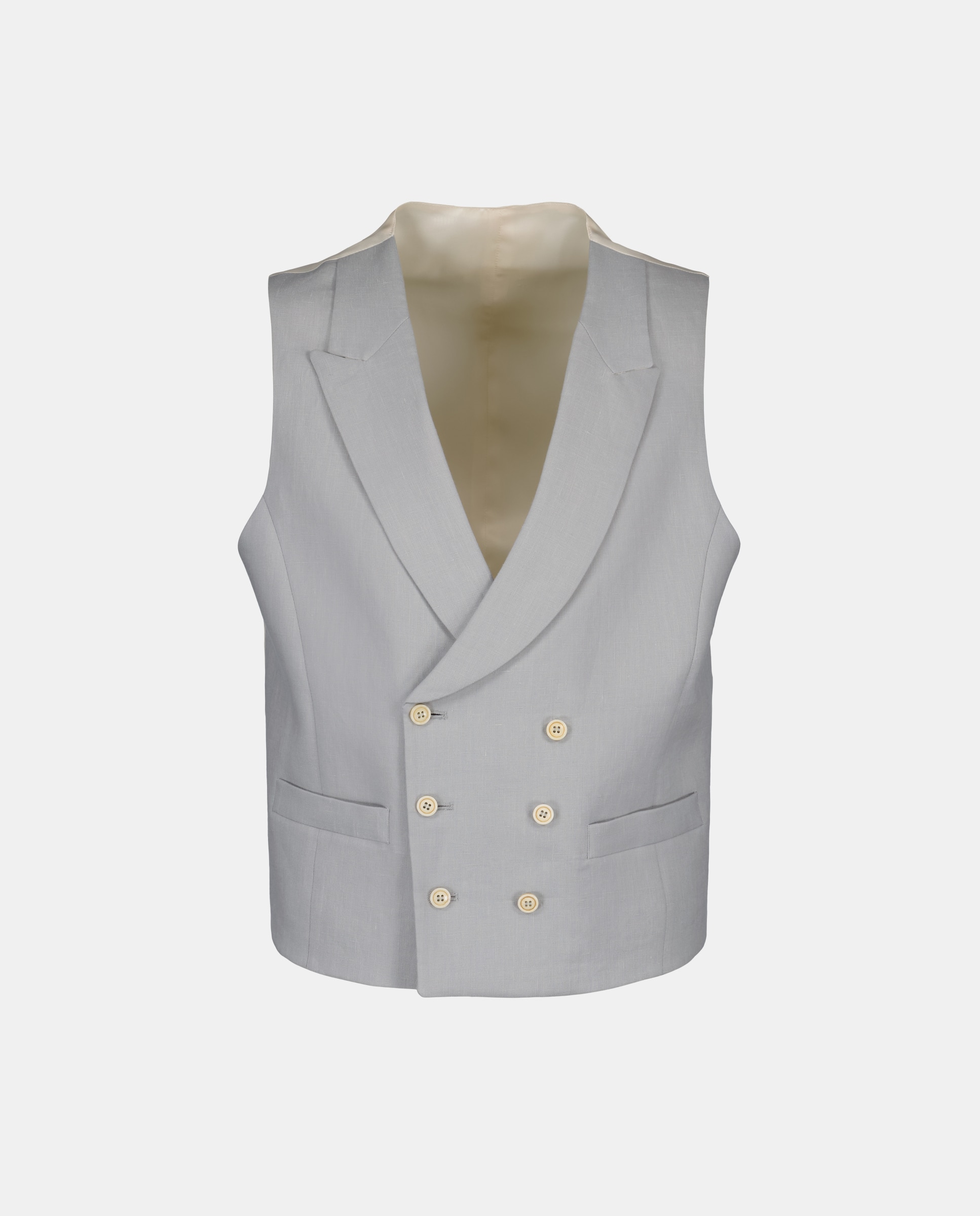 Colete Liso de Linho Cinzento-4