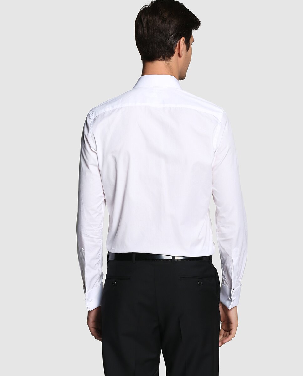 Camisa de homem Ceremonia lisa branca Branco-2