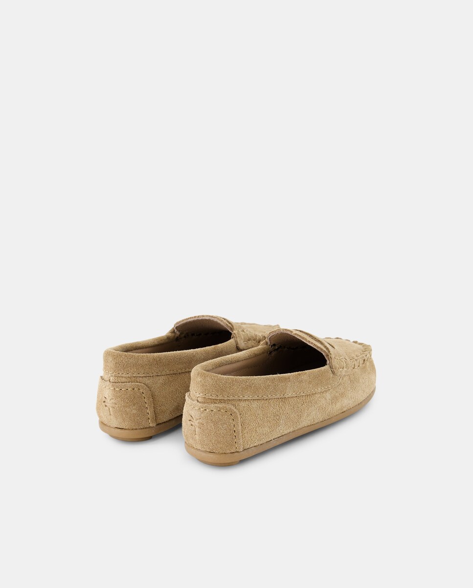 Mocassins de Bebé em Croute com Travessão Bege-3