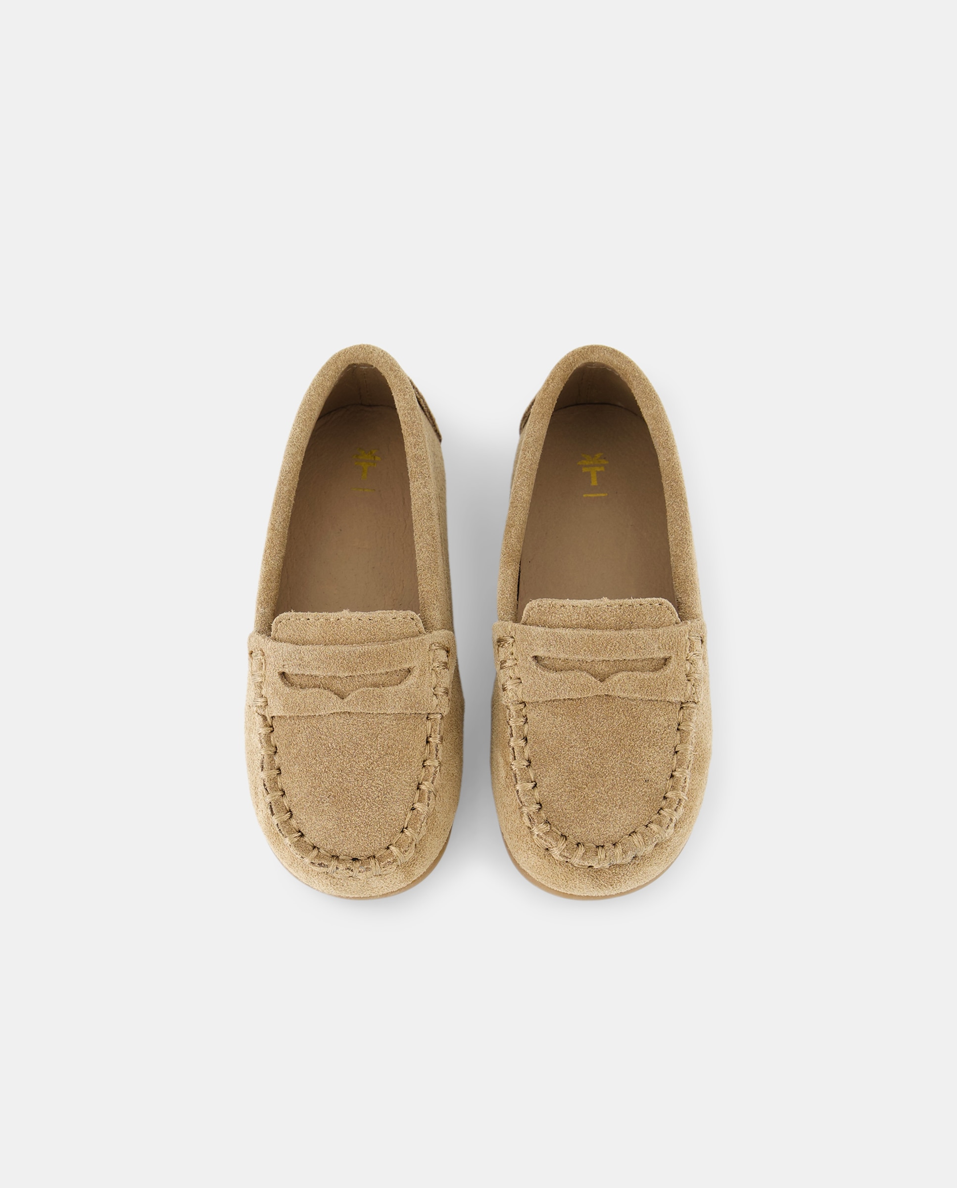 Mocassins de Bebé em Croute com Travessão Bege-4