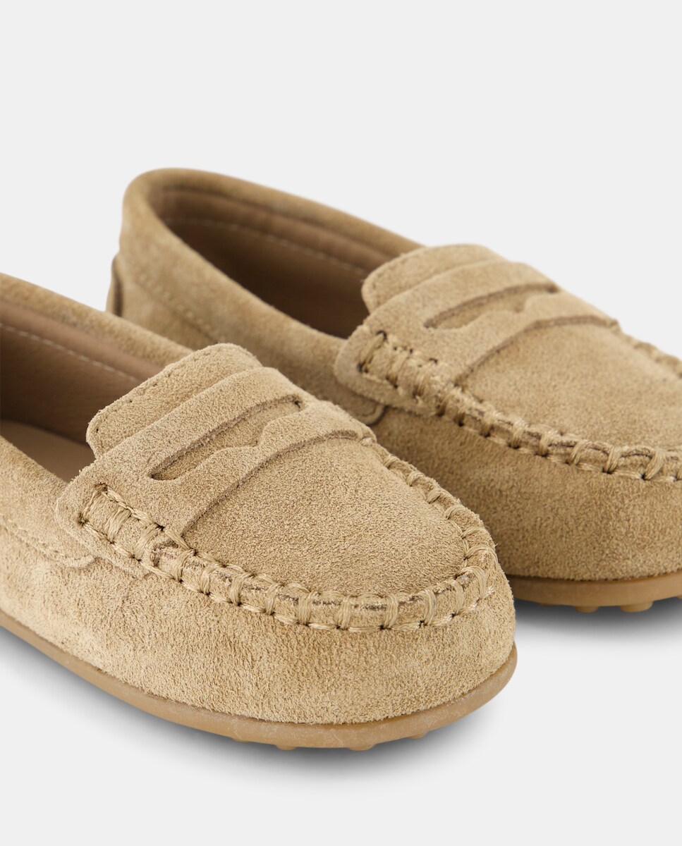 Mocassins de Bebé em Croute com Travessão Bege-5
