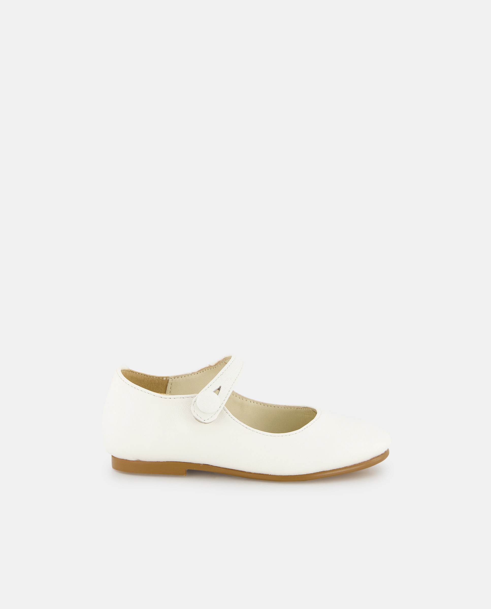 Sapatos de Presilha de Bebé em Pele Tipo Napa Branco-1