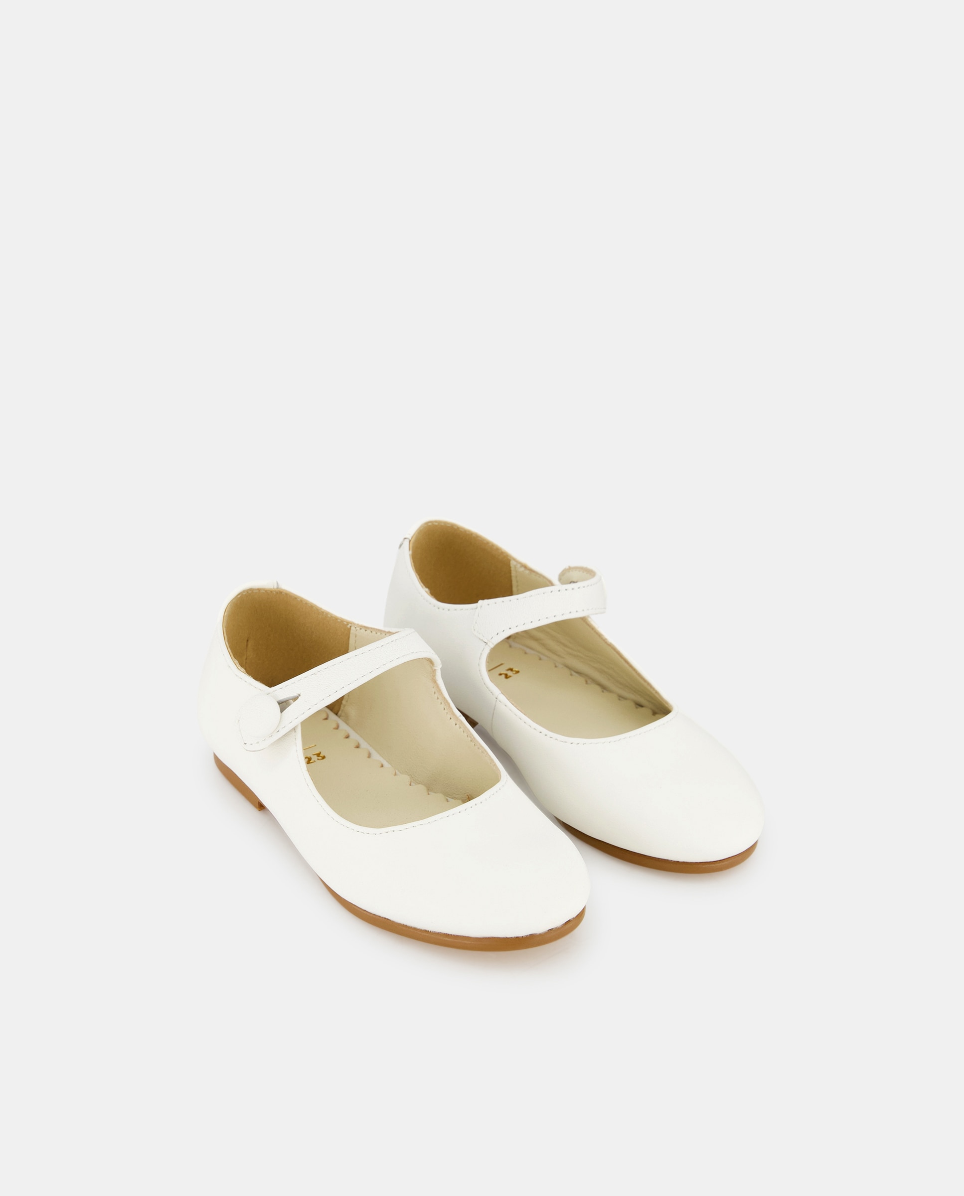 Sapatos de Presilha de Bebé em Pele Tipo Napa Branco-2