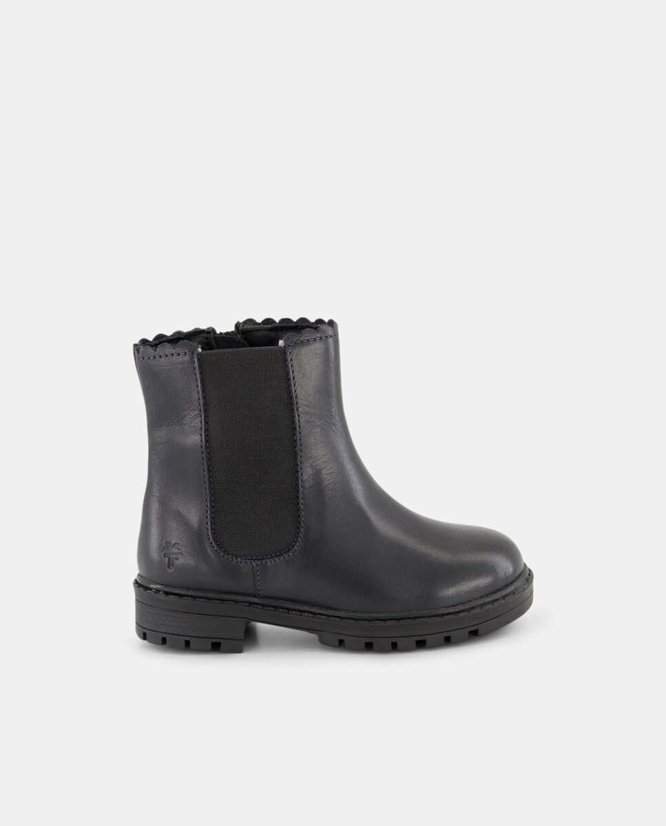 Botín chelsea de piel de bebé niña 22 Azul marino