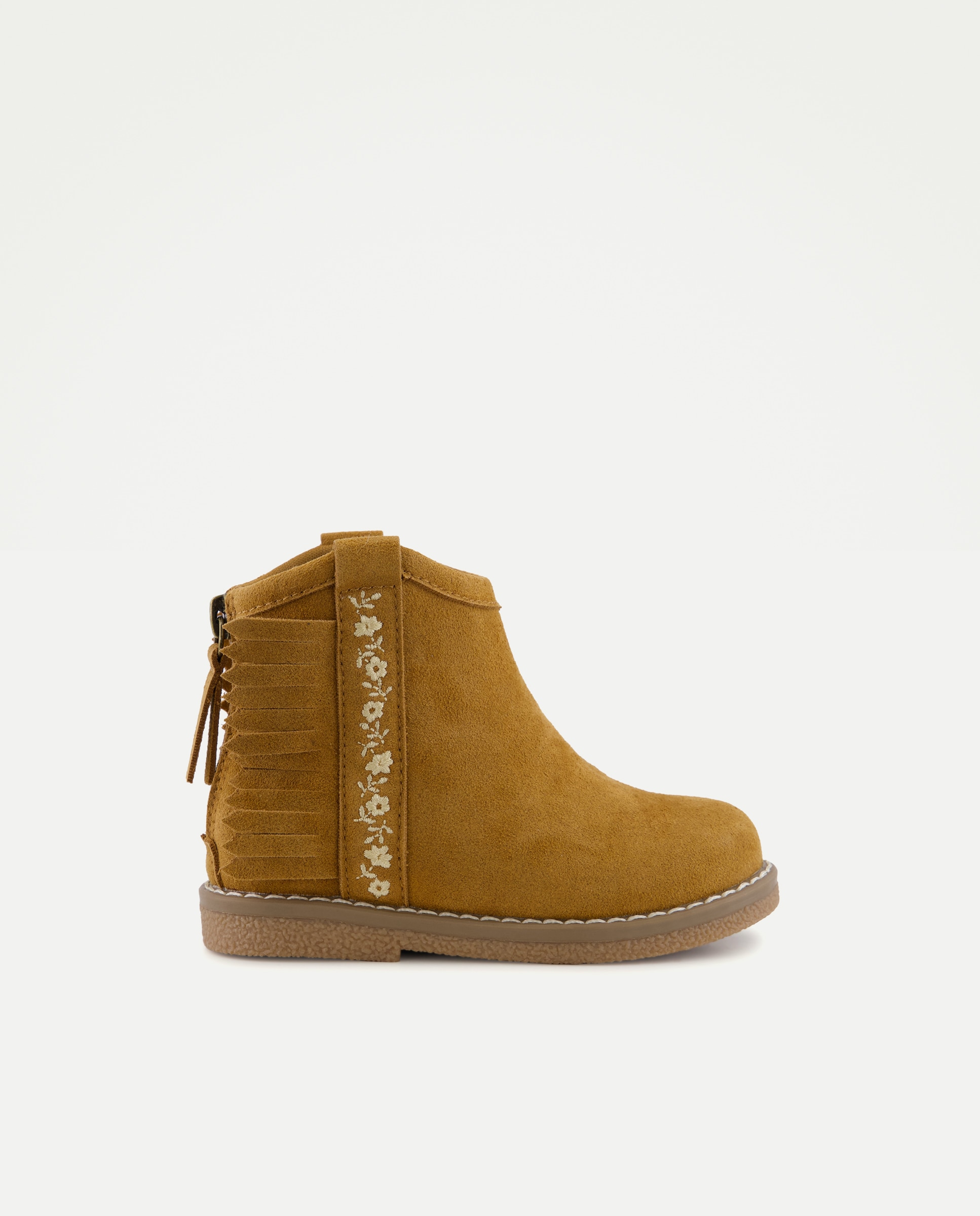 Imagen 0 de Botas chelsea de bebé niña con serraje y flecos 730 Camel