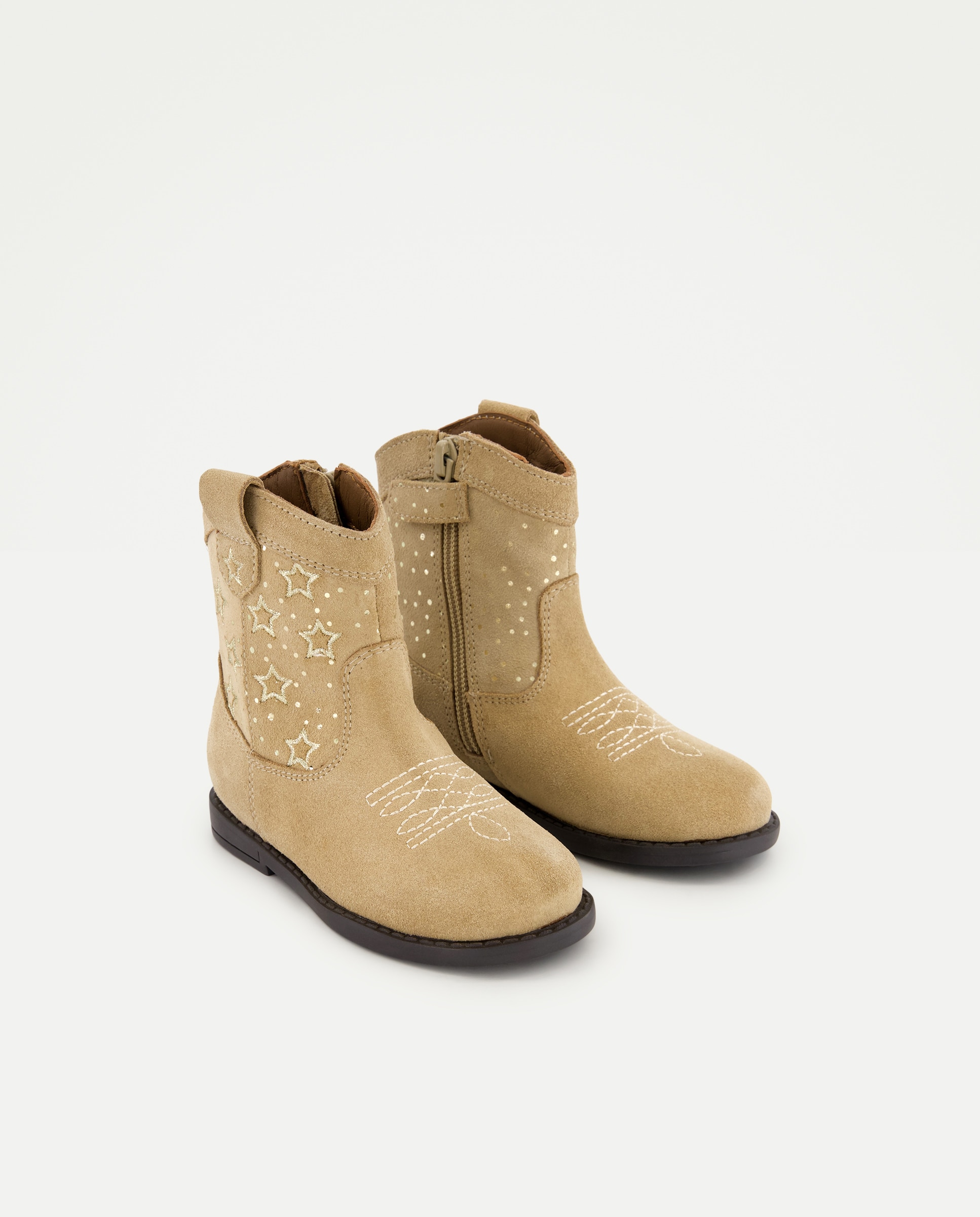 Imagen 2 de Botín cowboy de bebé niña serraje bordado - Baby El Corte Inglés - Visón claro Visón claro