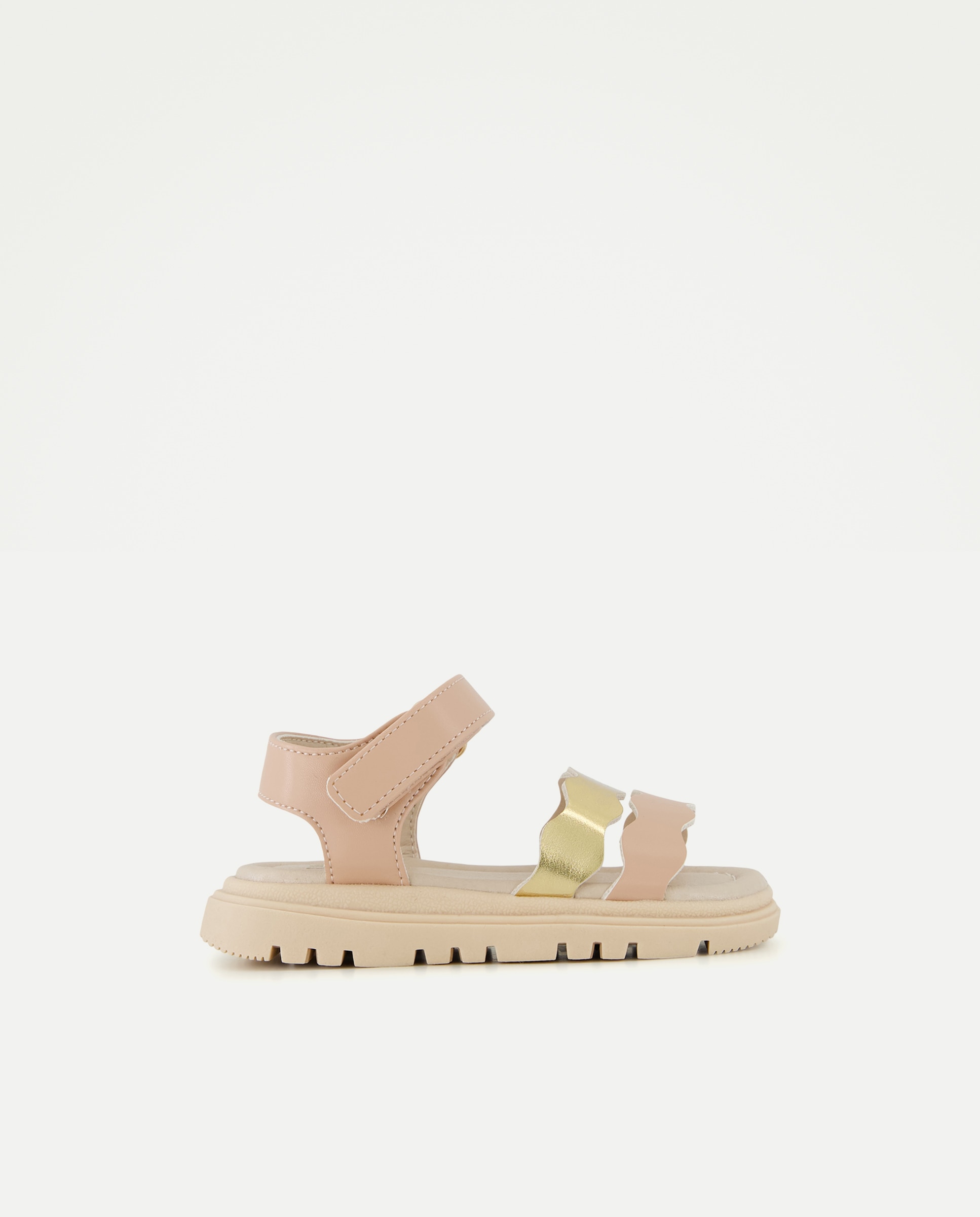 Sandálias de Tiras de Bebé com Ondas Castanho-1