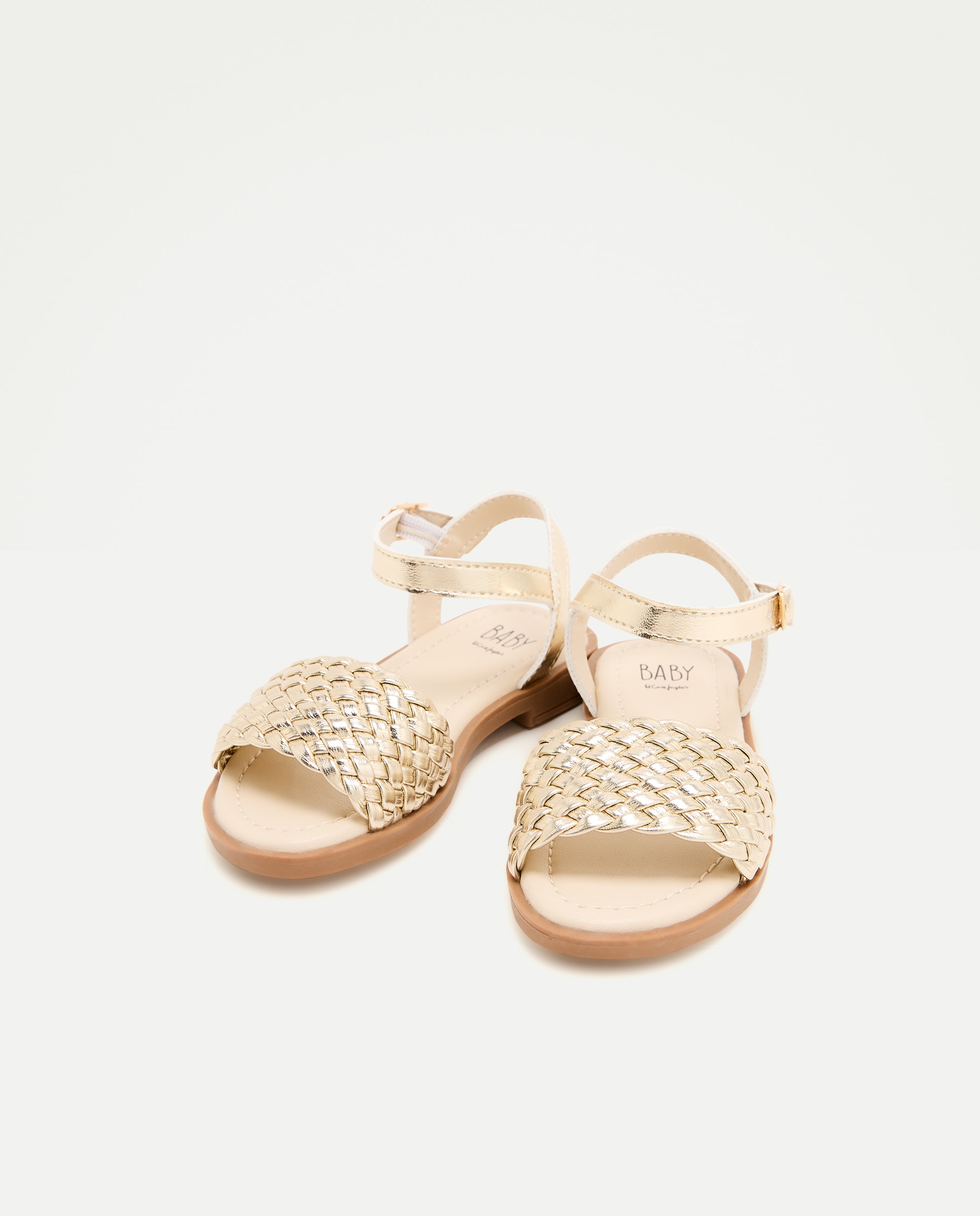 Sandálias de Bebé em Pele Entrançada 390 Ouro-2