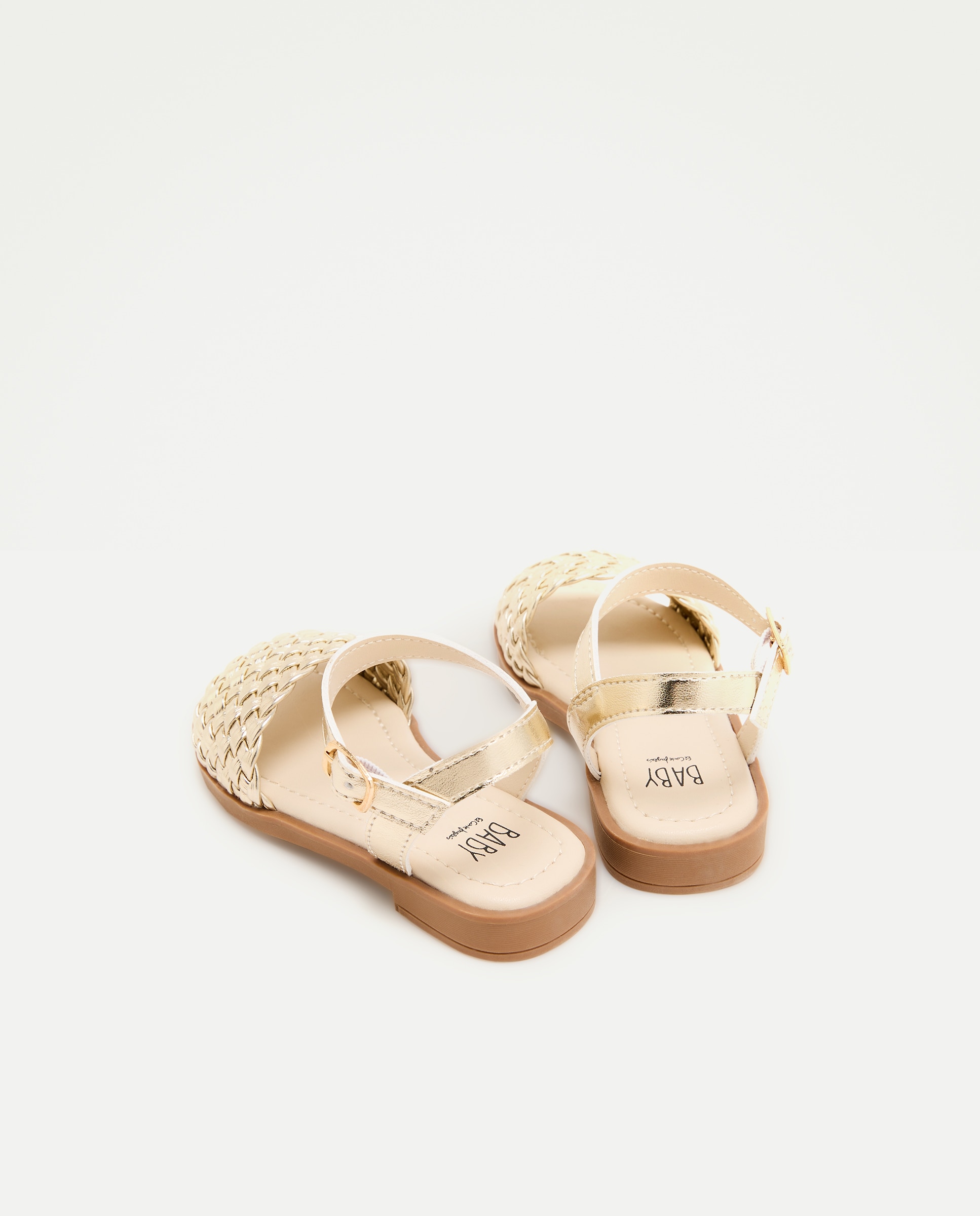 Sandálias de Bebé em Pele Entrançada 390 Ouro-3