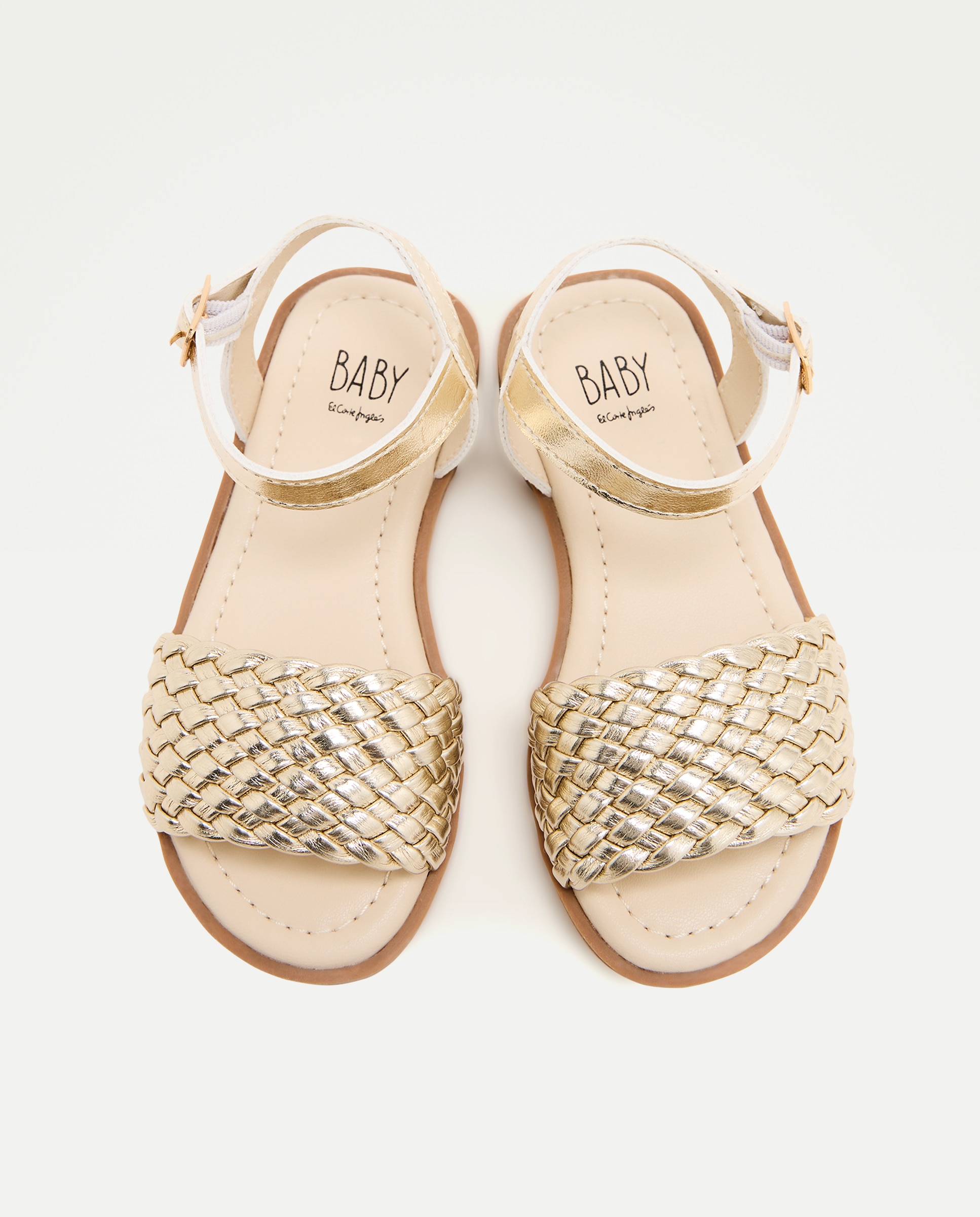 Sandálias de Bebé em Pele Entrançada 390 Ouro-4