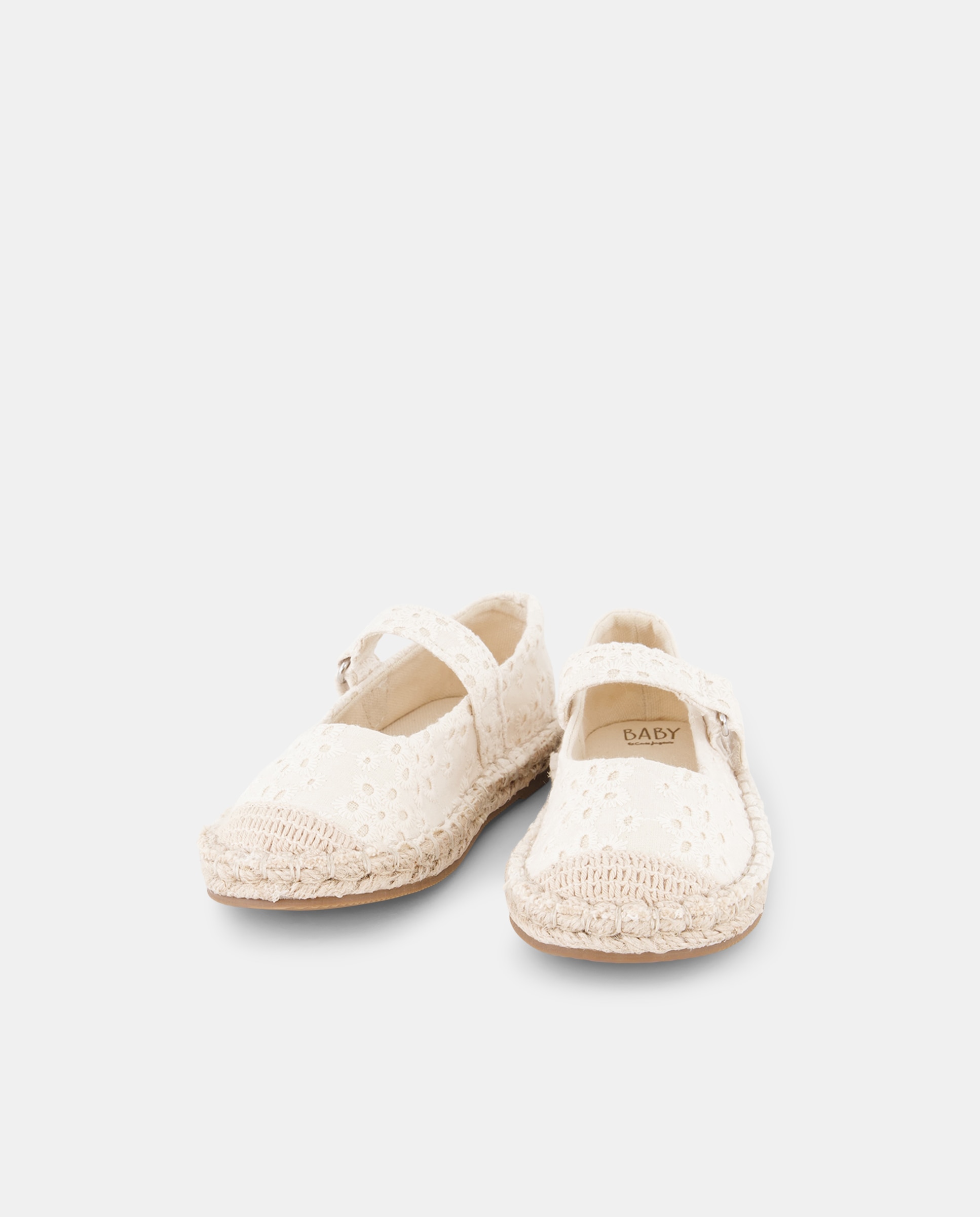 Sapatos de Presilha de Bebé com Biqueira Bordada 120 Cru-2