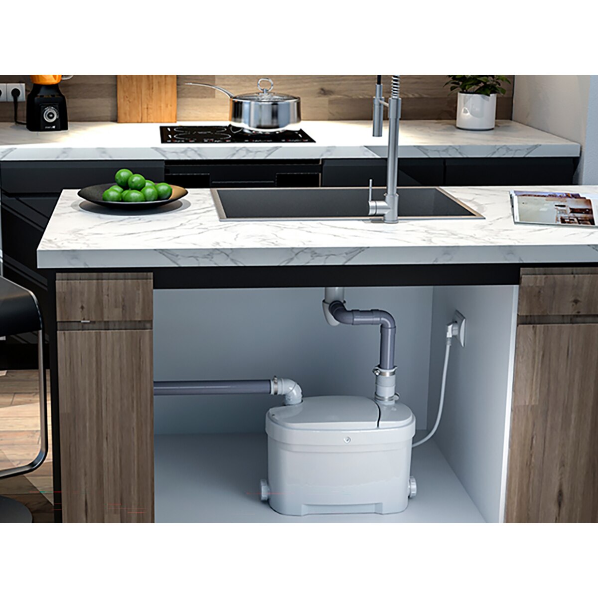 Bomba Aguas Grises Cocina / Baño 3 elementos Blanco-4