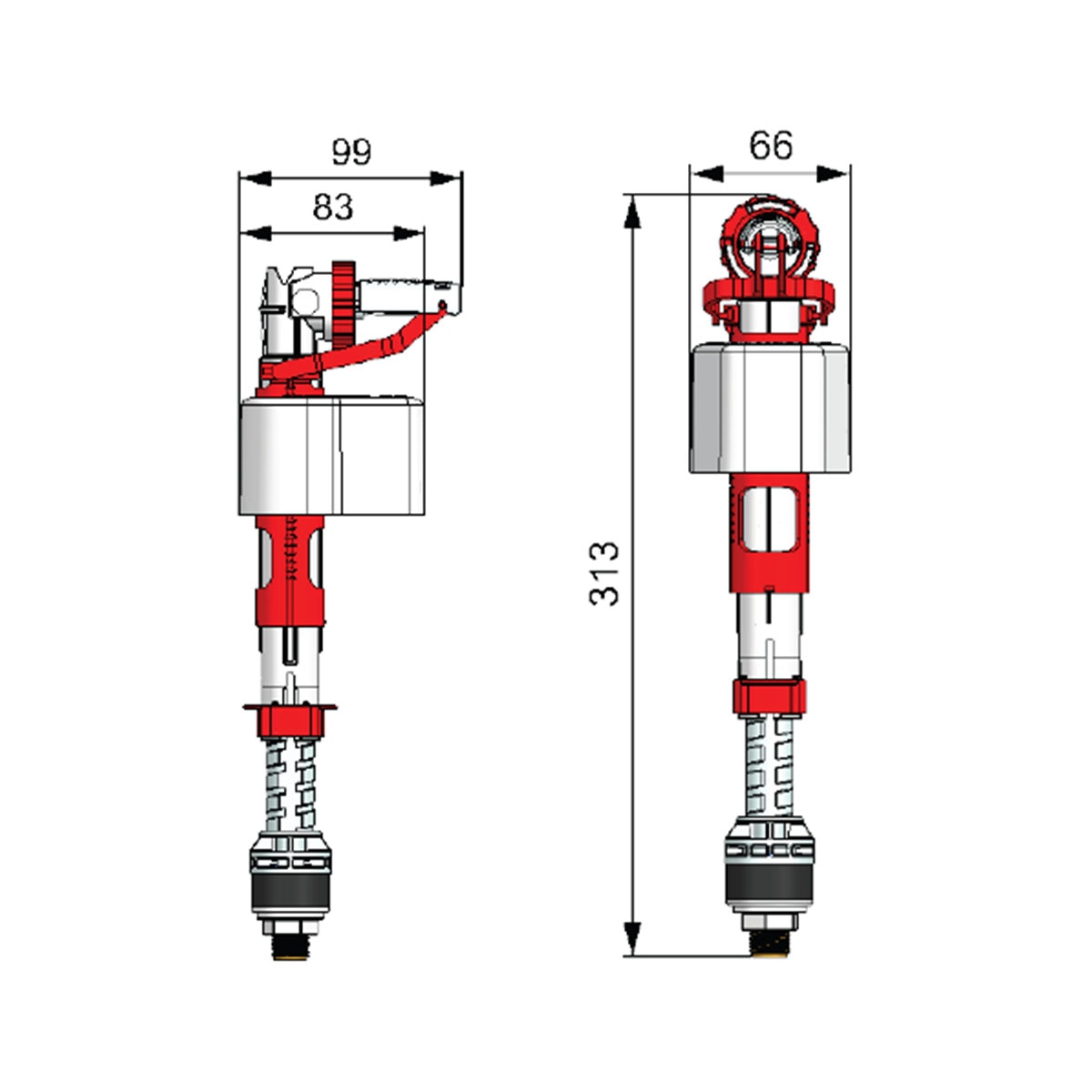 Grifo Flotador Cisterna Inferior FENYX V38L Blanco / Rojo-2