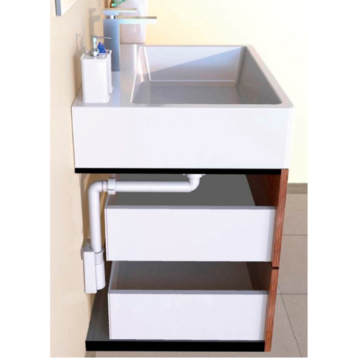 Sifão Redondo Economizador de Espaço - Branco Branco-2